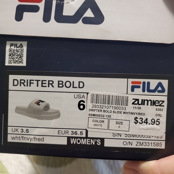 FILA DRIFTER BOLD NAVY/WHITE/RED SLIDES SIZE 6 - Picture 11 of 11